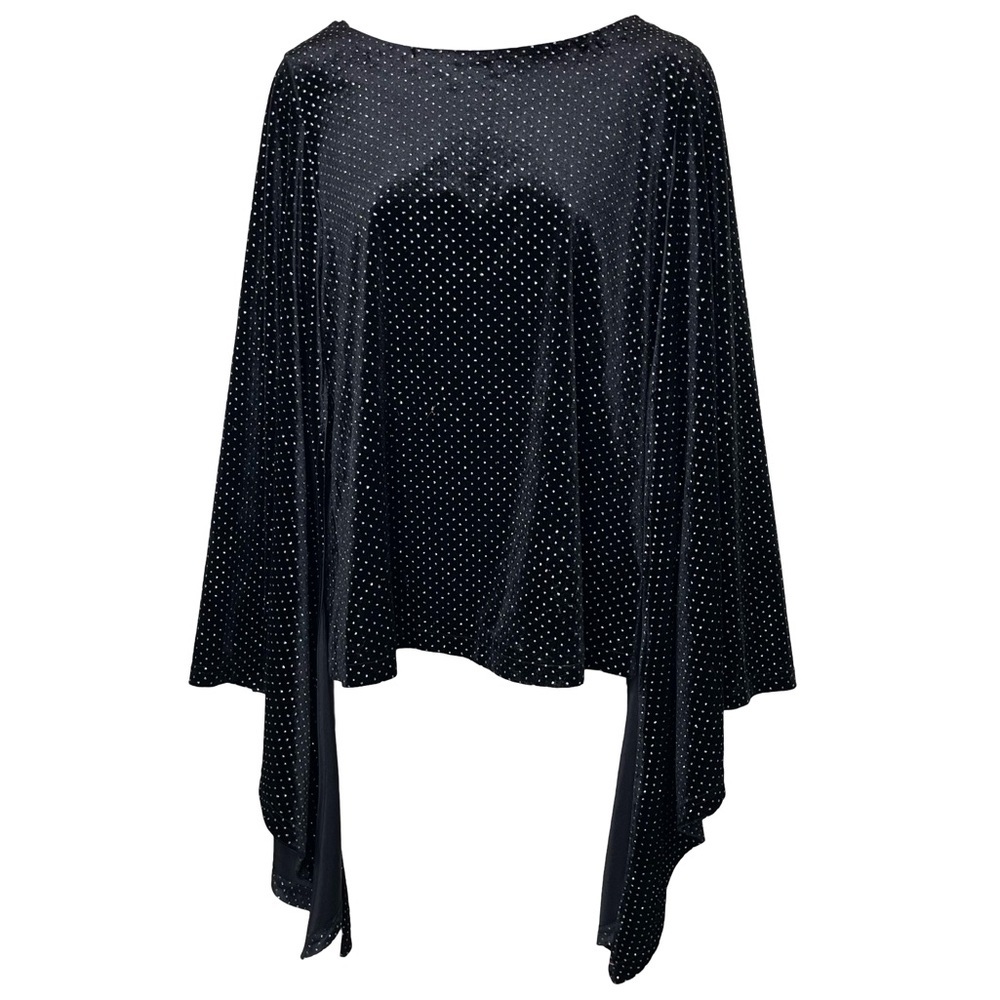 Mossman black velvet blouse ultra wide cut bat bell sleeves sz 4